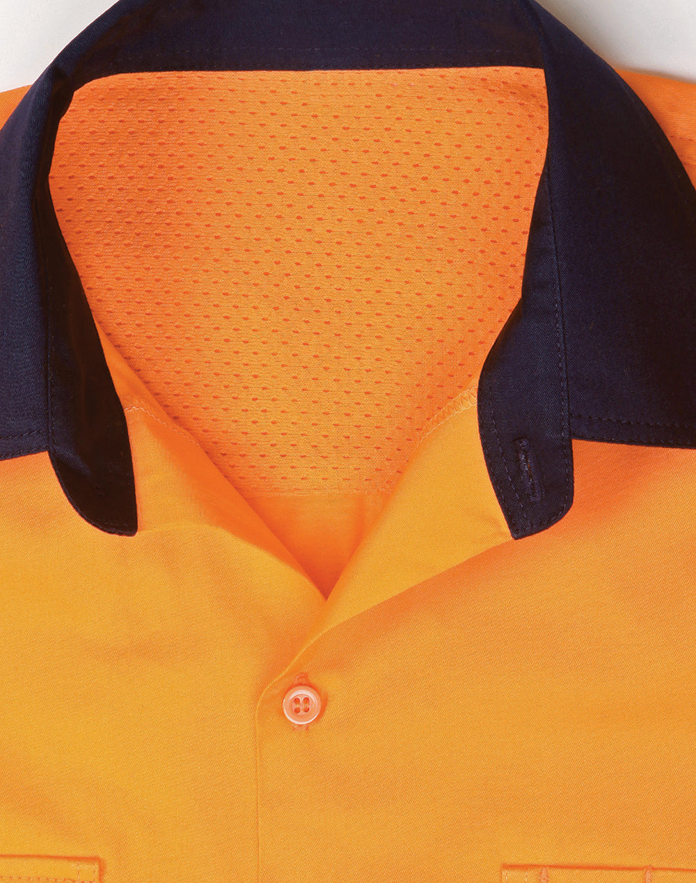 Unisex Hi-Vis Cool-Breeze Safety Ls Shirt (Segmented Tape) - Orange/Navy - View