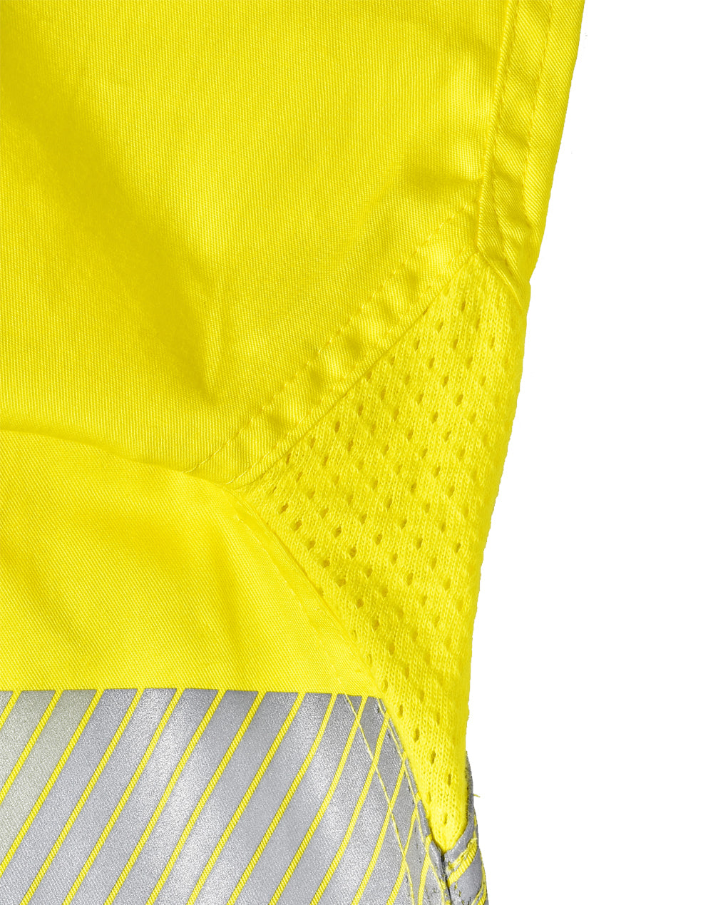 Unisex Hi-Vis Cool-Breeze Safety Ls Shirt (Segmented Tape) - Yellow/Navy - View