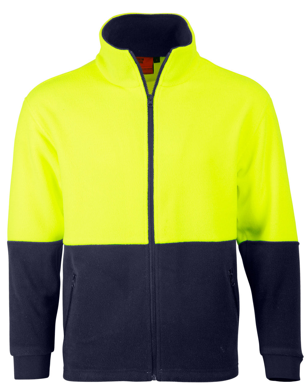Hi-Vis Polar Fleece Zip Jacket - Yellow/Navy - Front