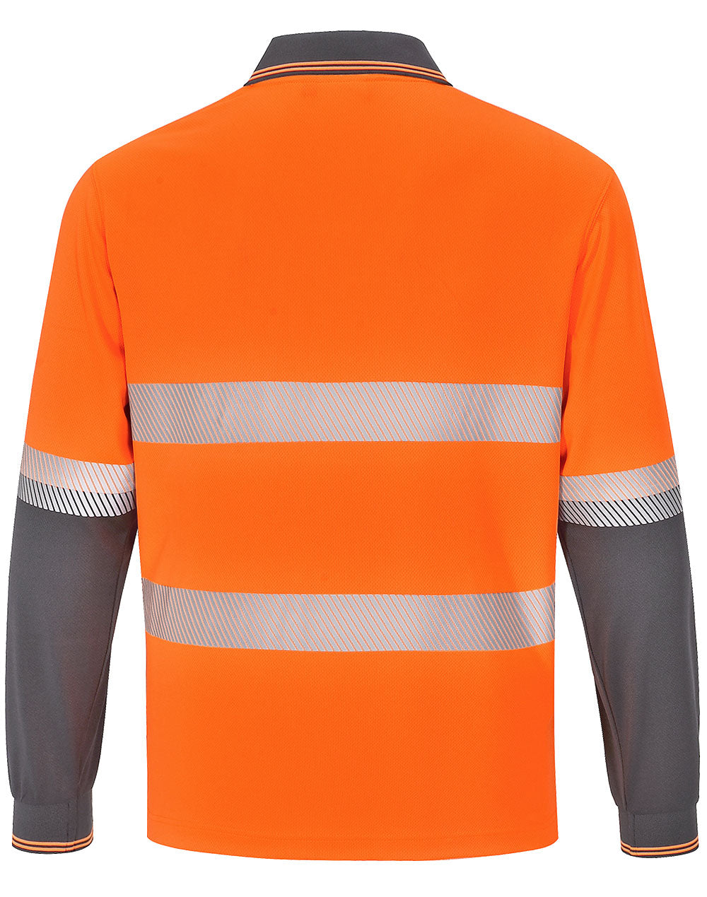 Unisex Cooldry® Segmented Ls Polo - Orange/Charcoal - Back