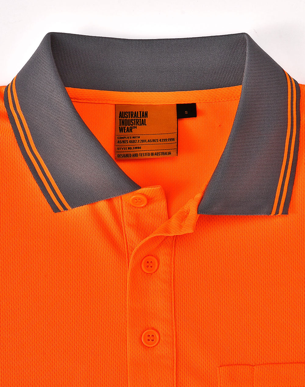 Unisex Cooldry® Segmented Ls Polo - Orange/Charcoal - View