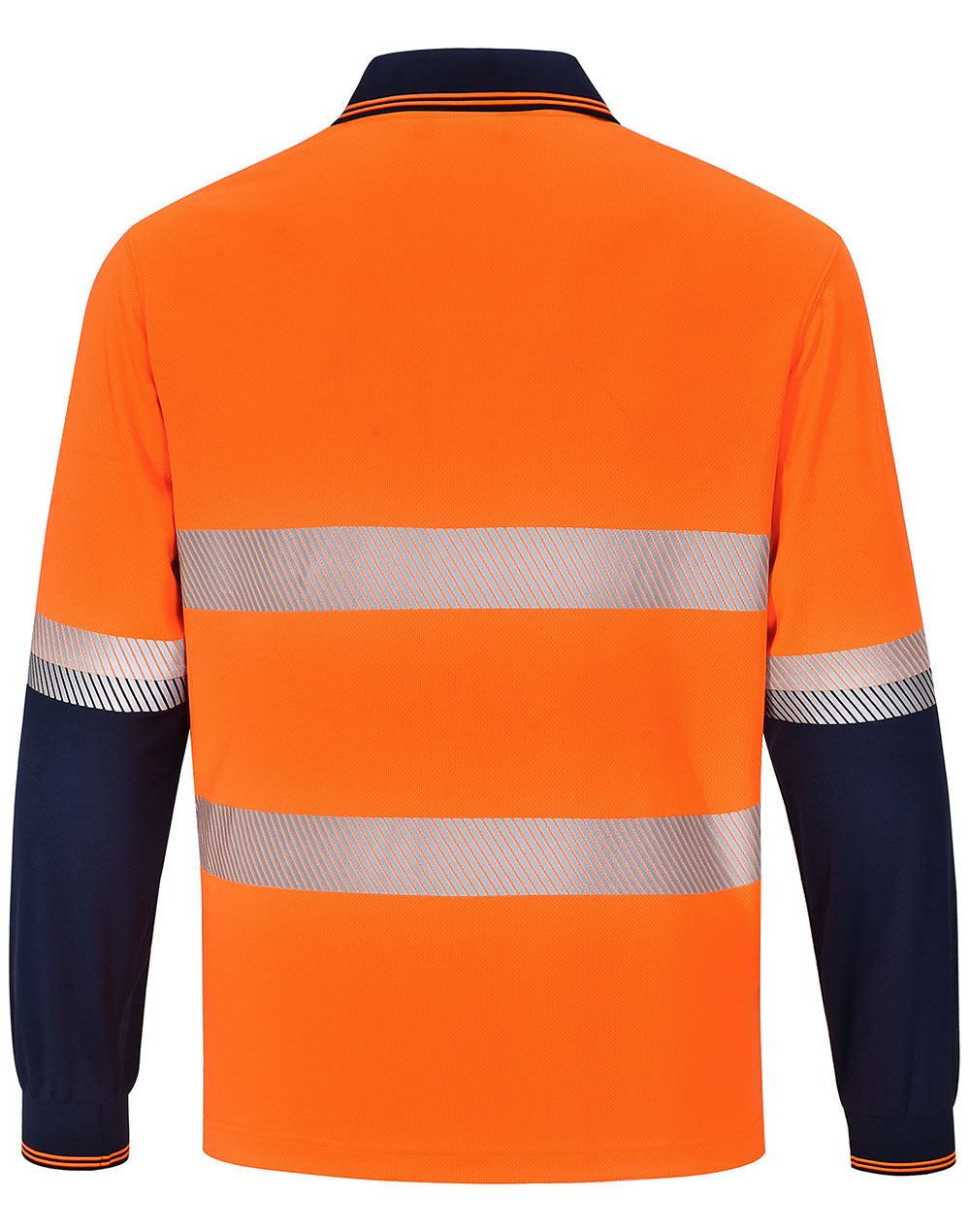 Unisex Cooldry® Segmented Ls Polo - Orange/Navy - Back