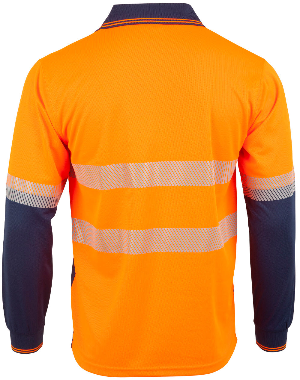 Unisex Cooldry® Segmented Ls Polo - Orange/Navy - Back