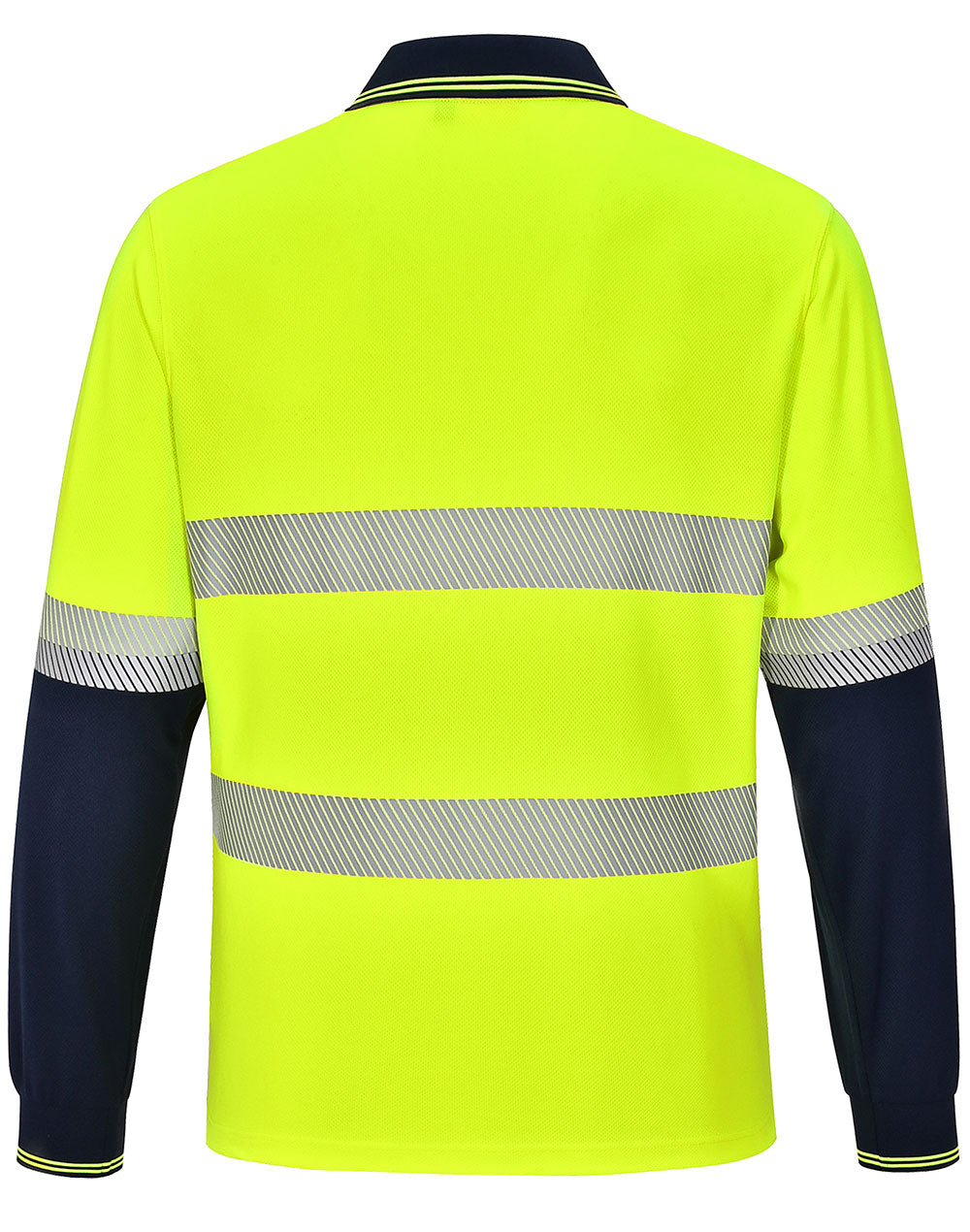 Unisex Cooldry® Segmented Ls Polo - Yellow/Navy - Back