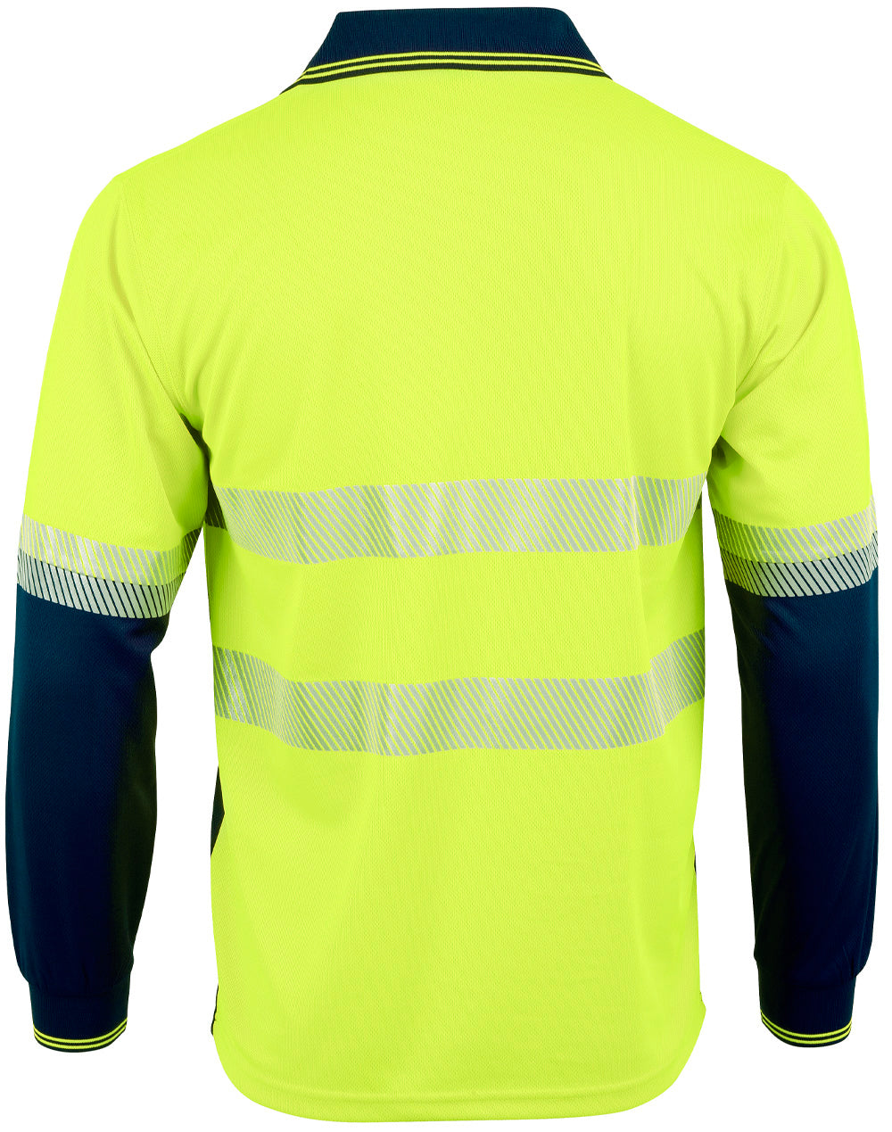 Unisex Cooldry® Segmented Ls Polo - Yellow/Navy - Back