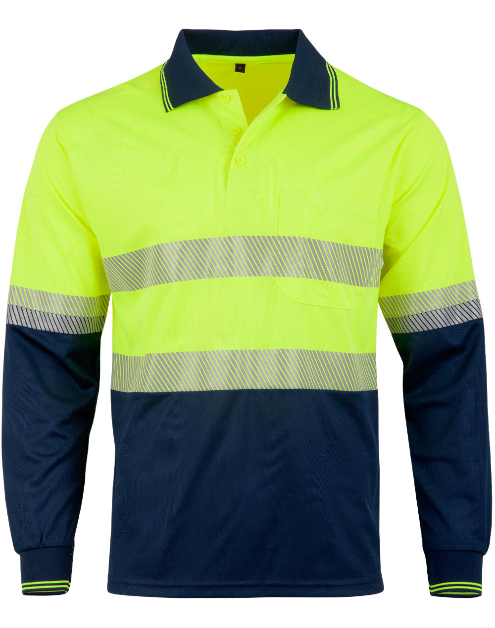 Unisex Cooldry® Segmented Ls Polo - Yellow/Navy - Front