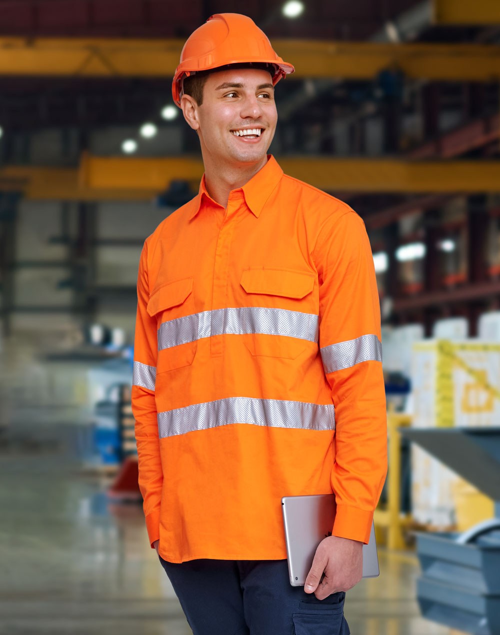 Unisex Hi-Vis Cool Breeze Closed Front Ls Shirt With Perforated Tape - view