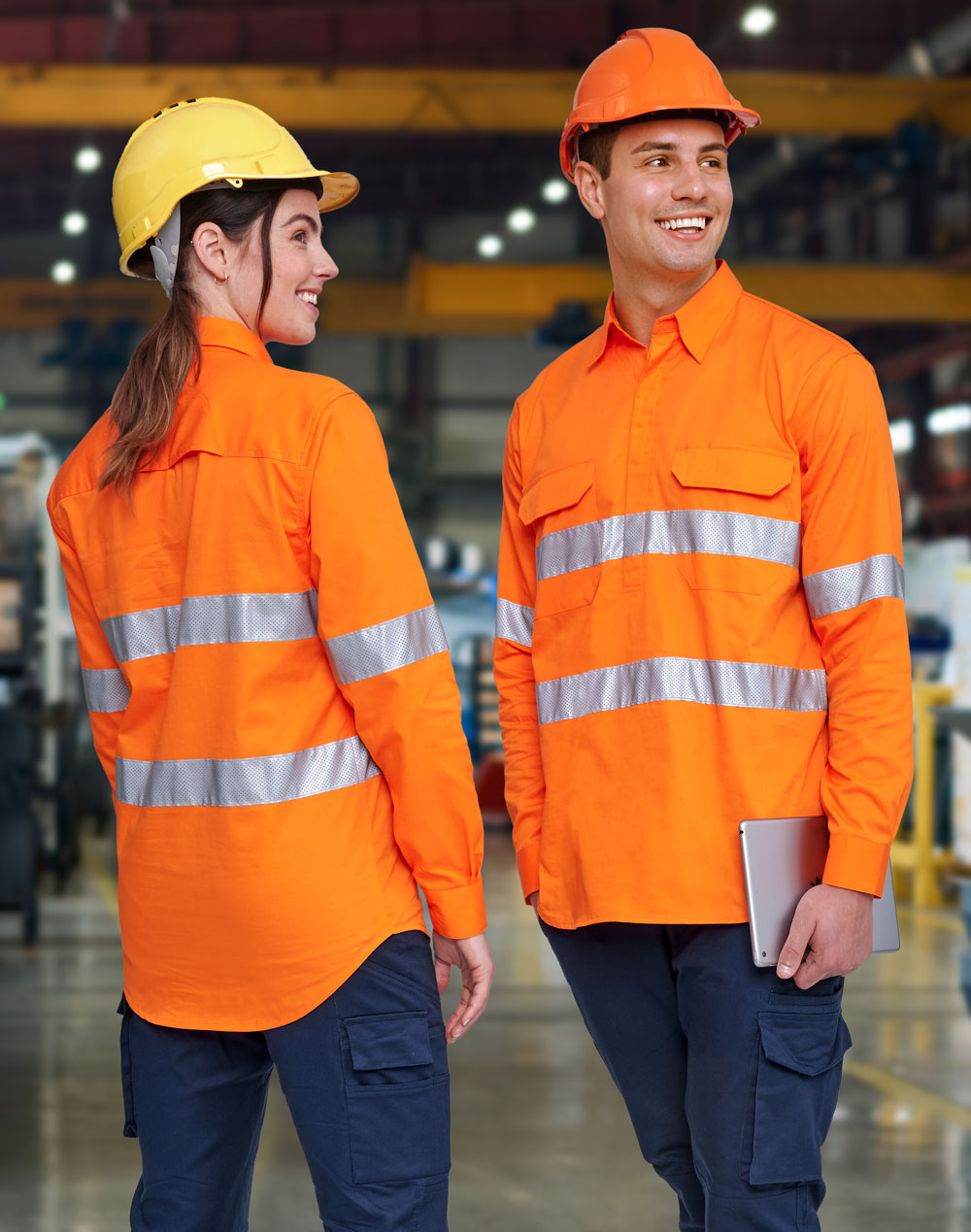 Unisex Hi-Vis Cool Breeze Closed Front Ls Shirt With Perforated Tape - view