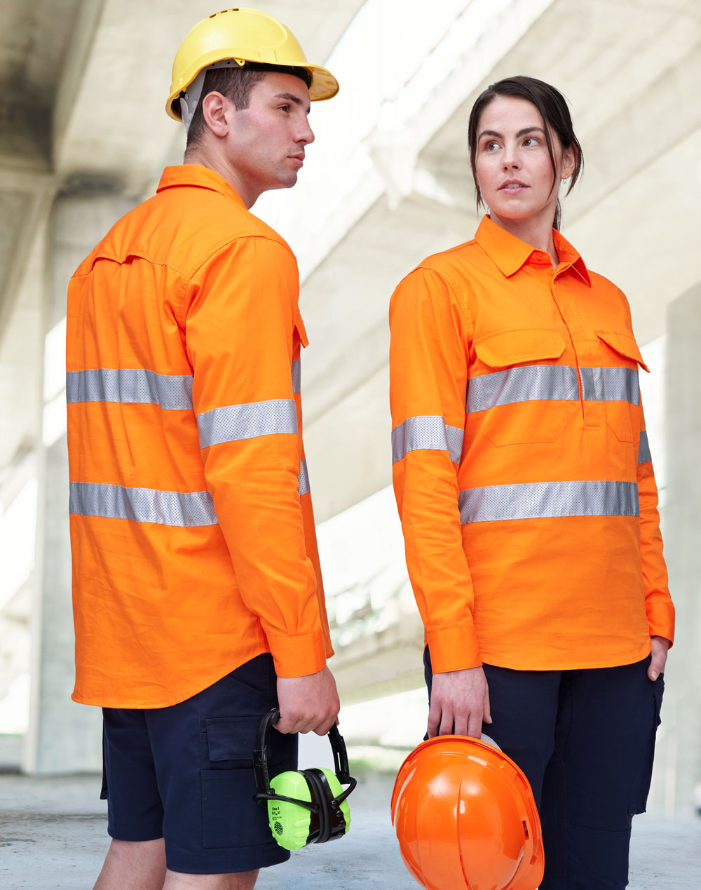Unisex Hi-Vis Cool Breeze Closed Front Ls Shirt With Perforated Tape - view