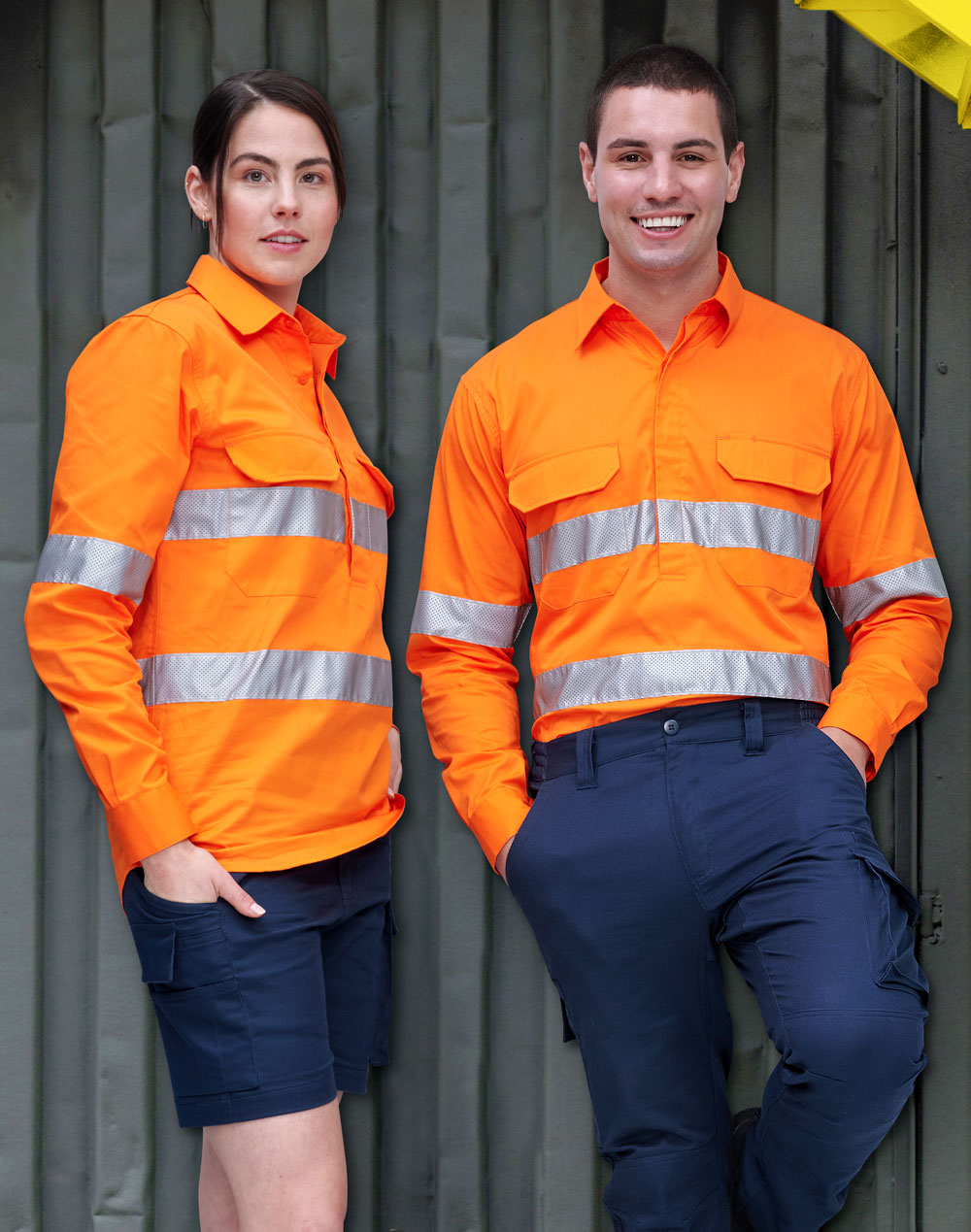 Unisex Hi-Vis Cool Breeze Closed Front Ls Shirt With Perforated Tape - view