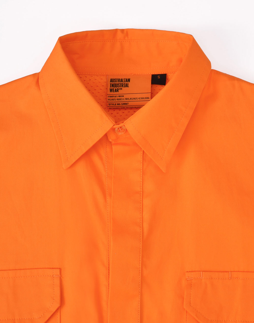 Unisex Hi-Vis Cool Breeze Closed Front Ls Shirt With Perforated Tape - Orange - View