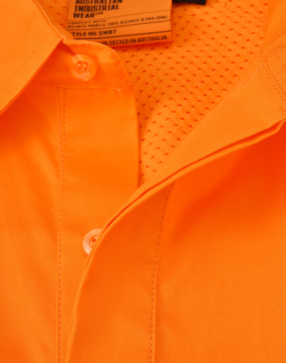 Unisex Hi-Vis Cool Breeze Closed Front Ls Shirt With Perforated Tape - Orange - View