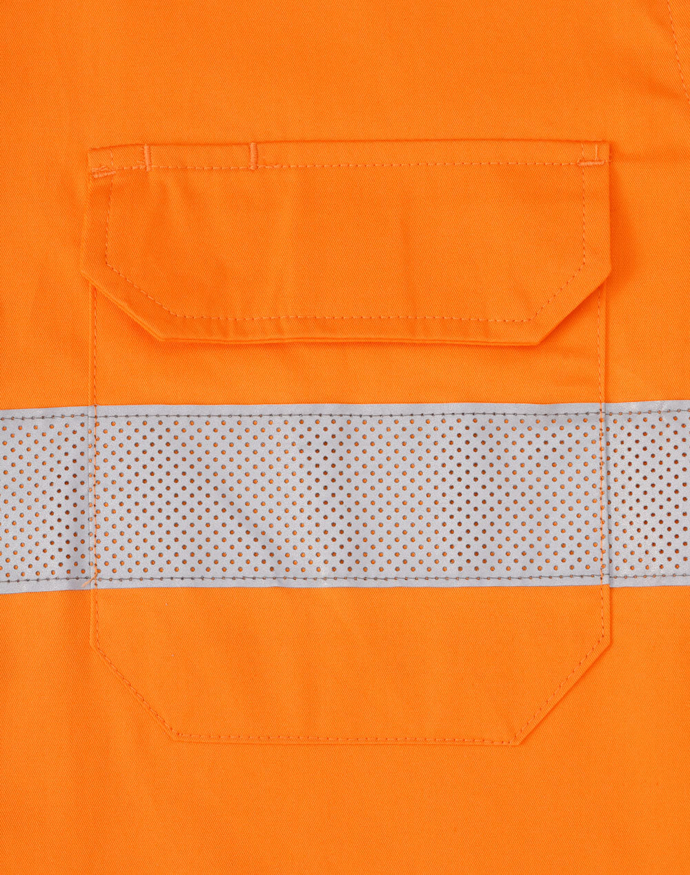 Unisex Hi-Vis Cool Breeze Closed Front Ls Shirt With Perforated Tape - Orange - View
