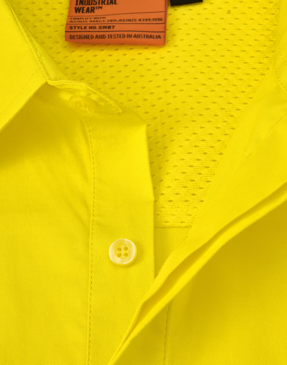 Unisex Hi-Vis Cool Breeze Closed Front Ls Shirt With Perforated Tape - Yellow - View