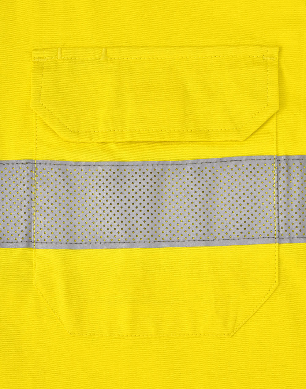Unisex Hi-Vis Cool Breeze Closed Front Ls Shirt With Perforated Tape - Yellow - View