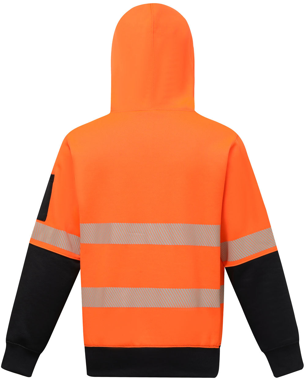 Hi-Vis Two Tone Safety Hoodies With Segmented Tapes - Orange/Navy - Back
