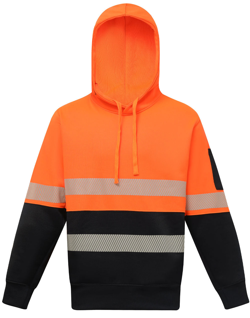 Hi-Vis Two Tone Safety Hoodies With Segmented Tapes - Orange/Navy - Front