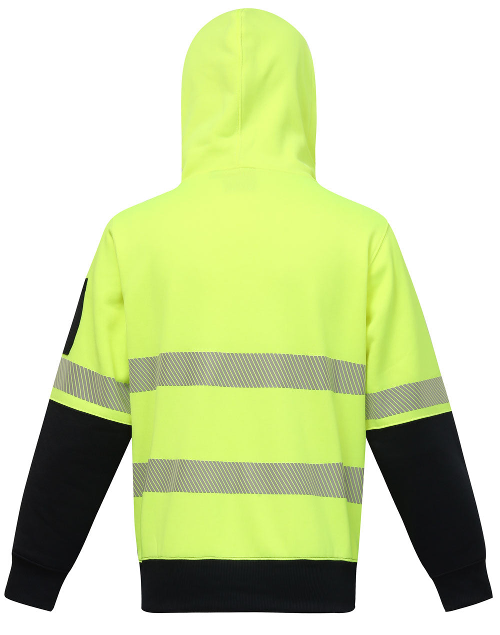 Hi-Vis Two Tone Safety Hoodies With Segmented Tapes - Yellow/Navy - Back