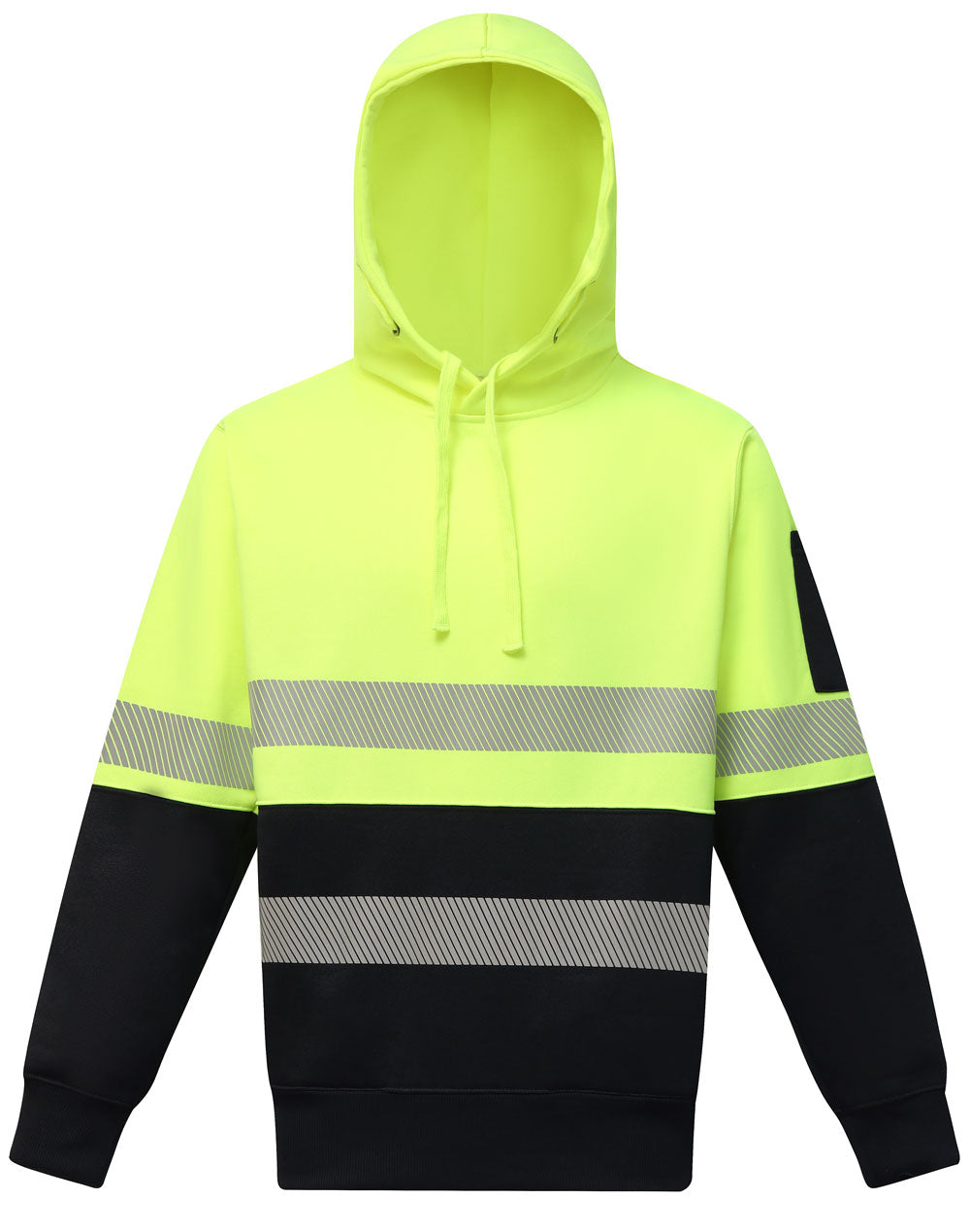 Hi-Vis Two Tone Safety Hoodies With Segmented Tapes - Yellow/Navy - Front