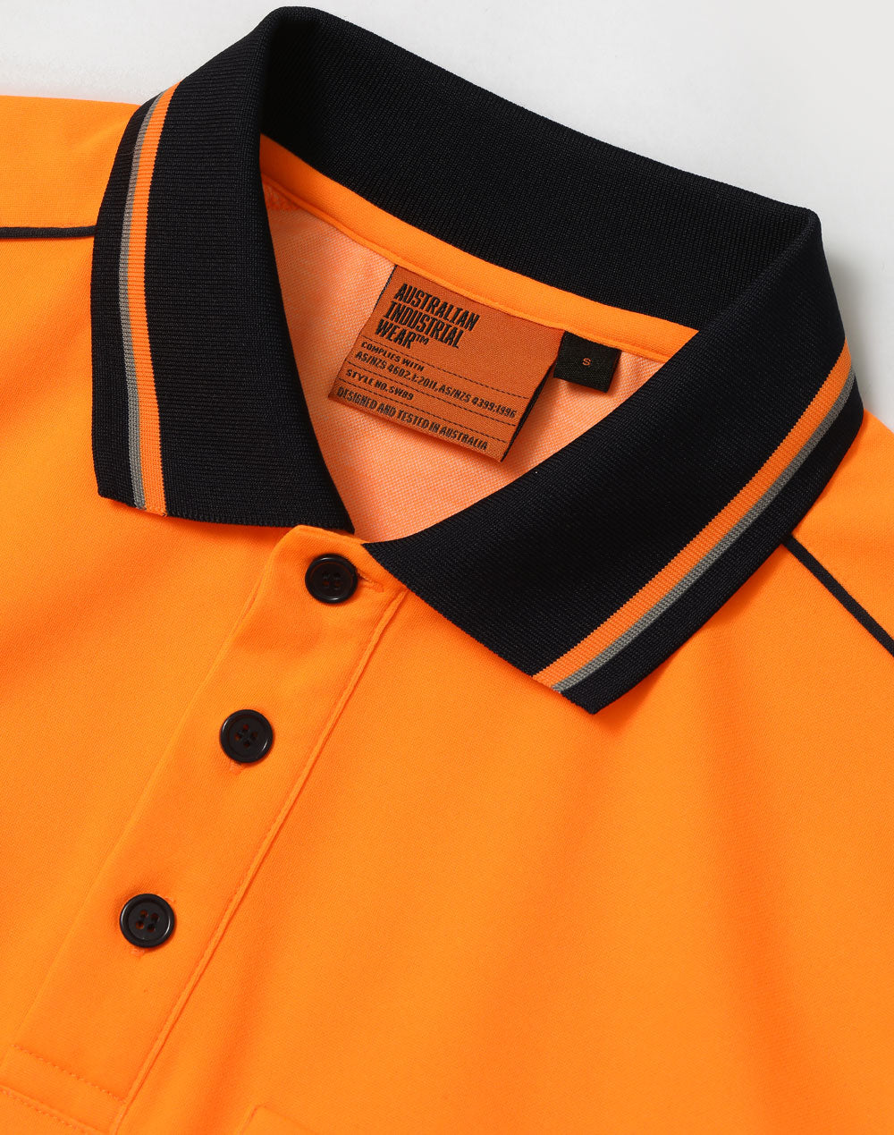Hi-Vis Sustainable Cool-Breeze Safety Polo - Orange/Navy - View