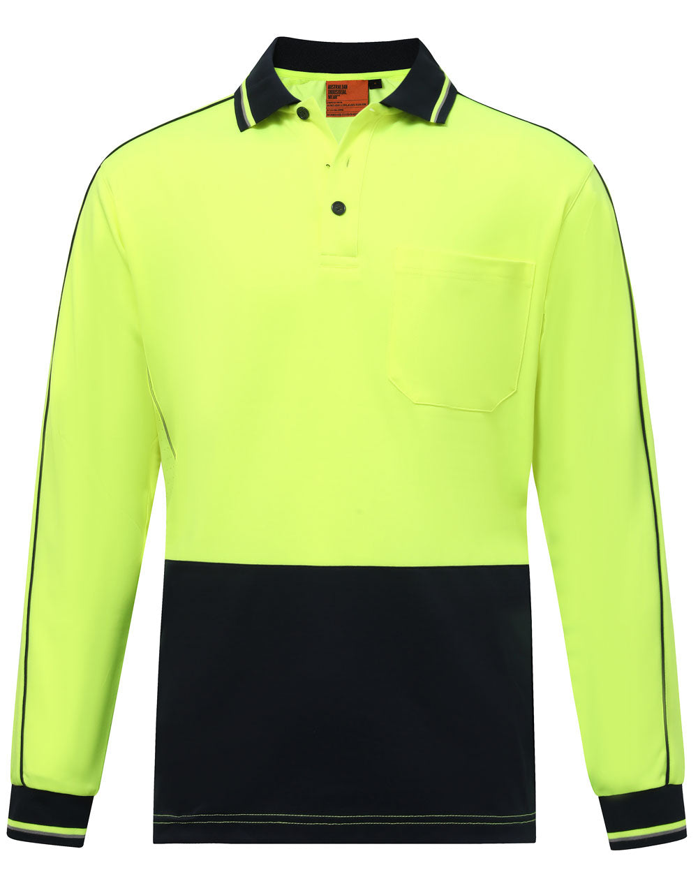 Hi-Vis Sustainable Cool-Breeze Safety Polo - Yellow/Navy - Front