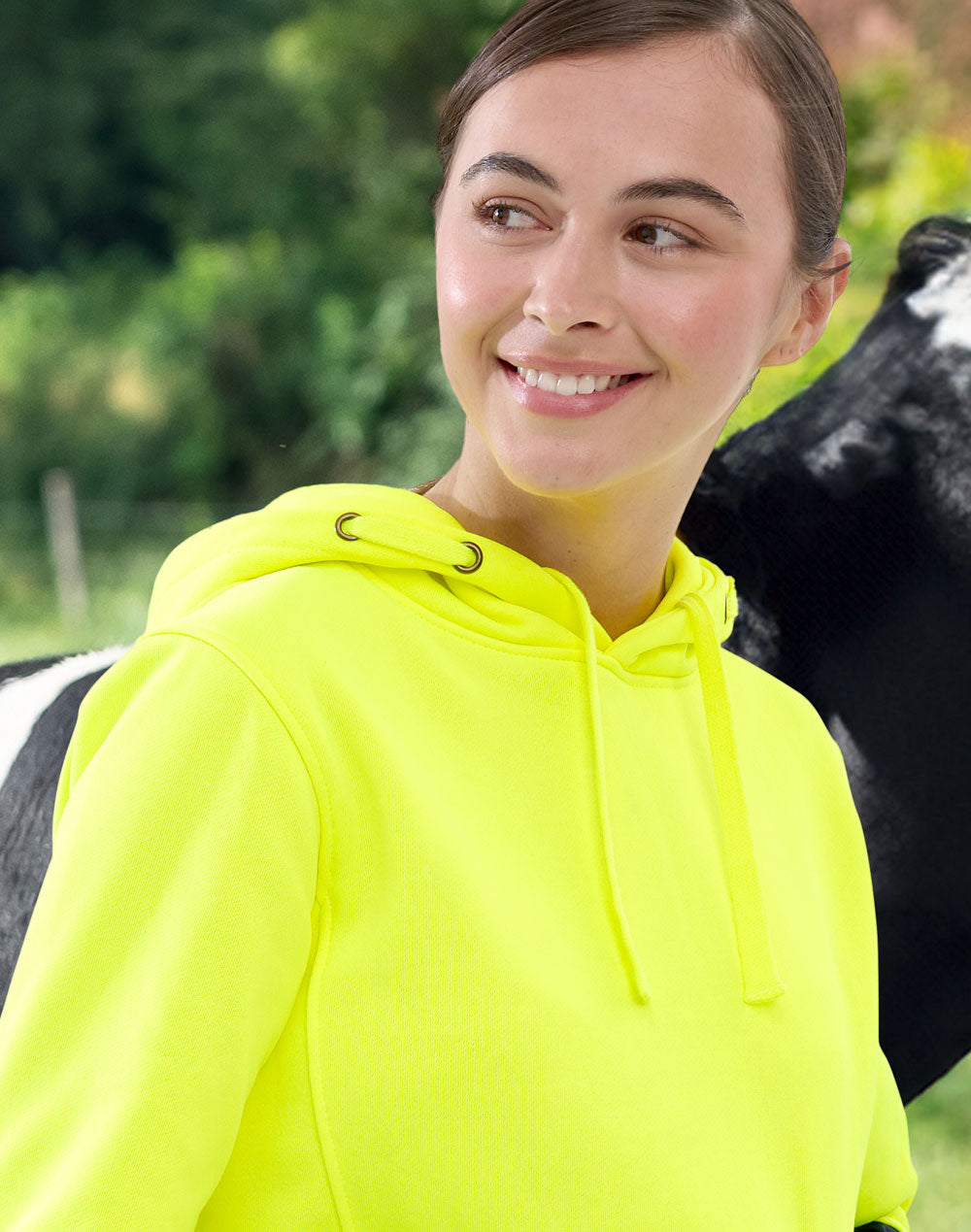 Hi-Vis Two Tone Water Resistant Fleece Hoodie - Yellow/Navy - View