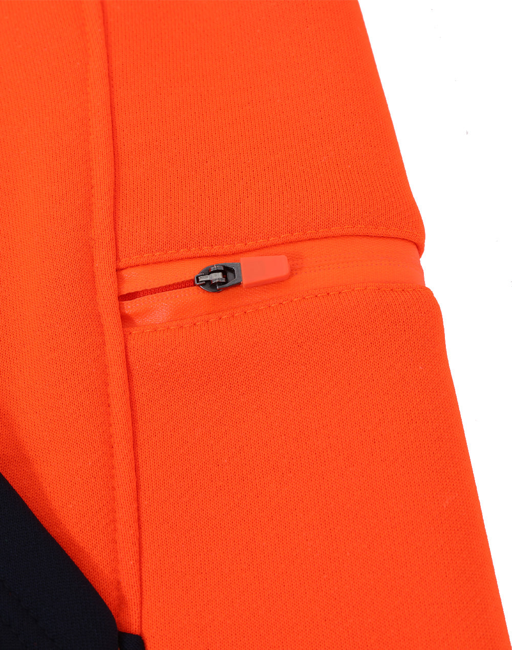 Hi-Vis Two Tone Water Resistant Fleece Hoodie - Orange/Navy - View