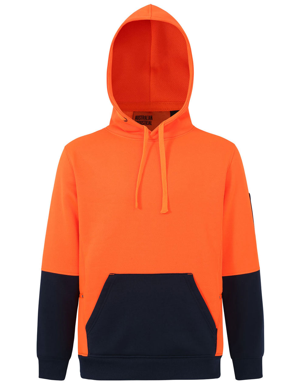 Hi-Vis Two Tone Water Resistant Fleece Hoodie - Orange/Navy - Front
