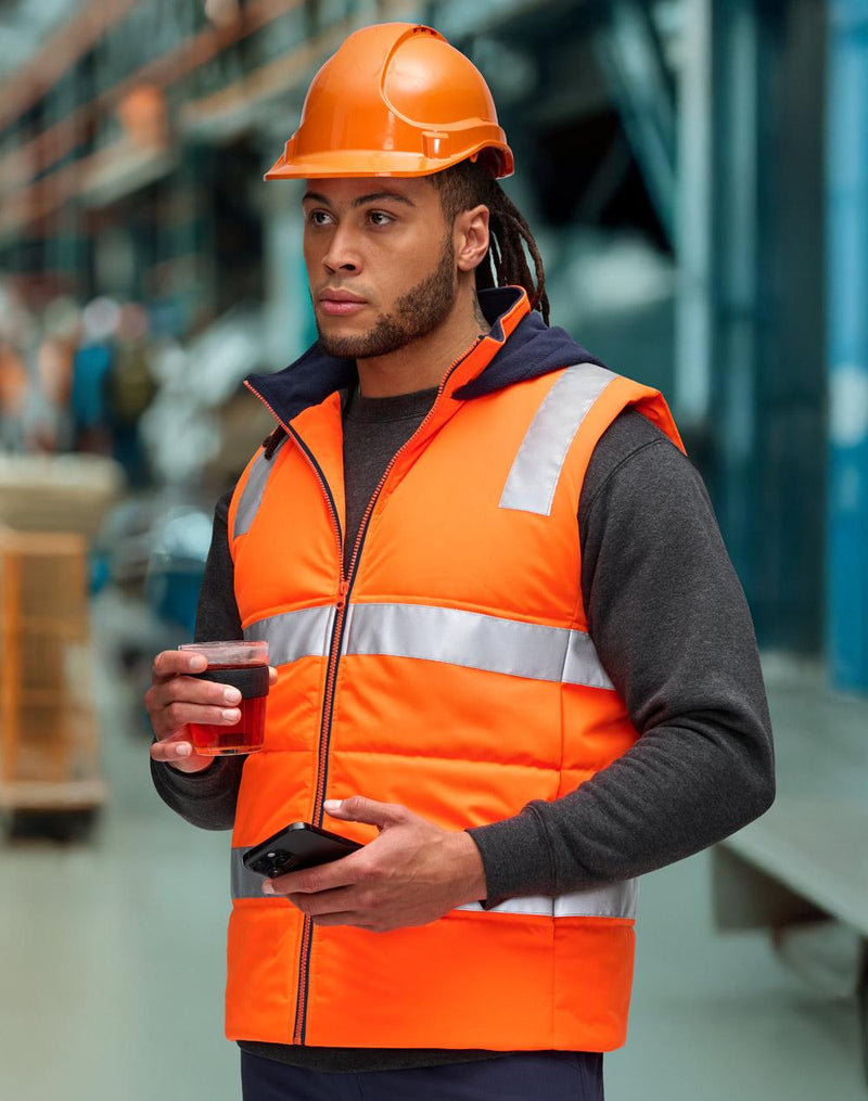 Unisex Hi-Vis Hooded Puffer Vest