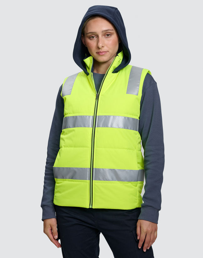 Unisex Hi-Vis Hooded Puffer Vest - view