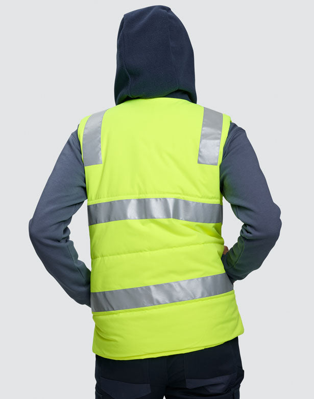 Unisex Hi-Vis Hooded Puffer Vest - view