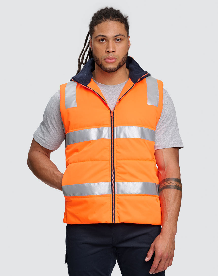 Unisex Hi-Vis Hooded Puffer Vest - view