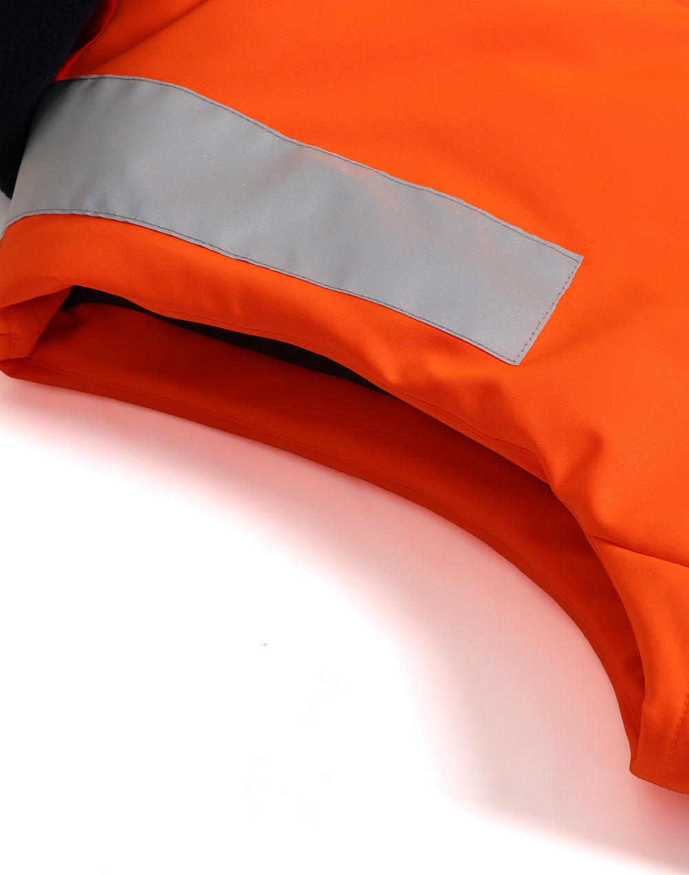 Unisex Hi-Vis Hooded Puffer Vest - Orange/Navy - View