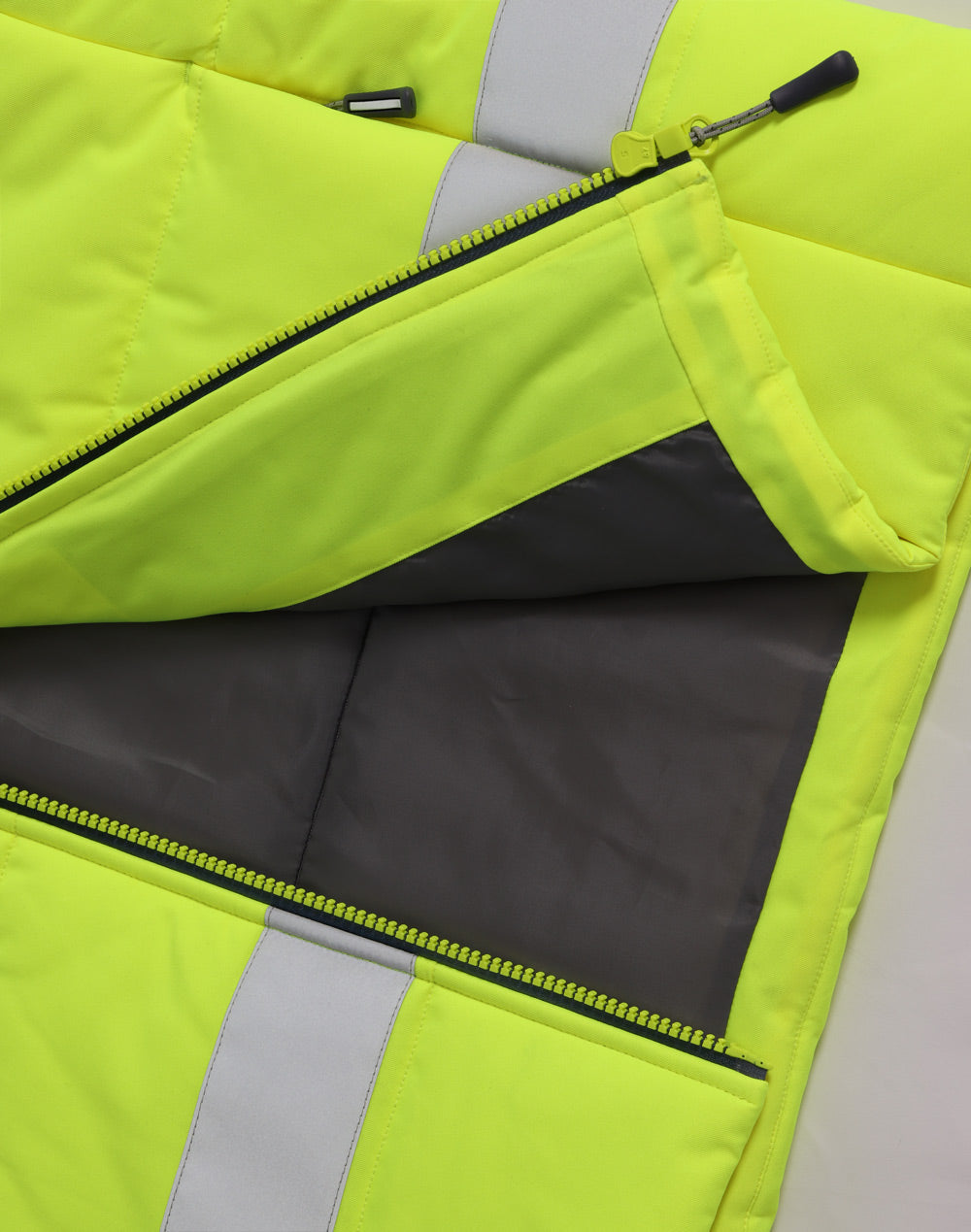 Unisex Hi-Vis Hooded Puffer Vest - Yellow/Navy - View