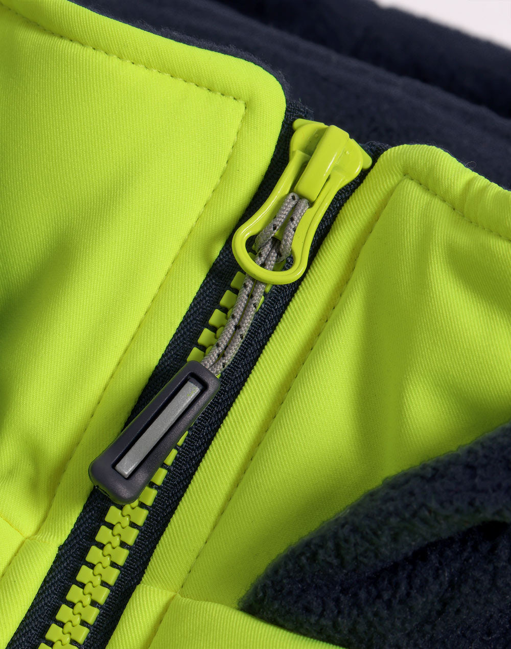 Unisex Hi-Vis Hooded Puffer Vest - Yellow/Navy - View