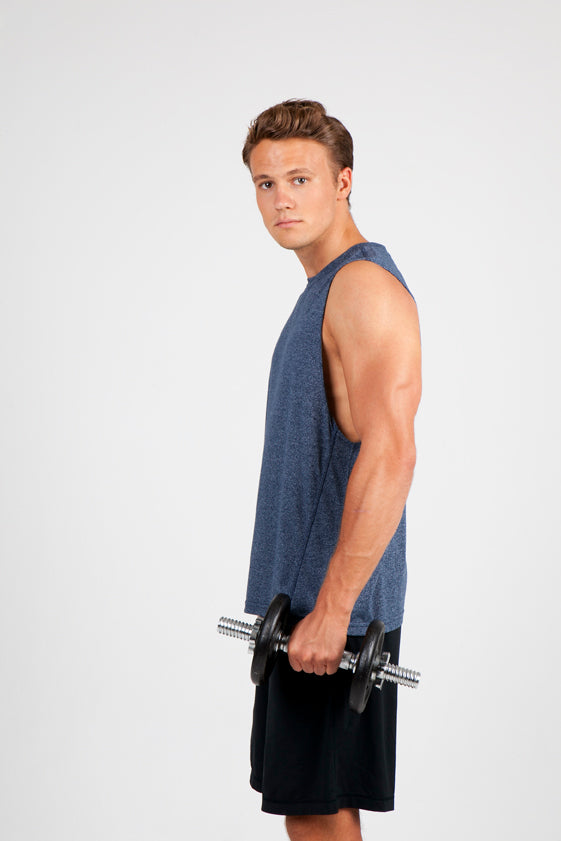 Mens Heather SLEEVELESS Tee - Greatness Range - view