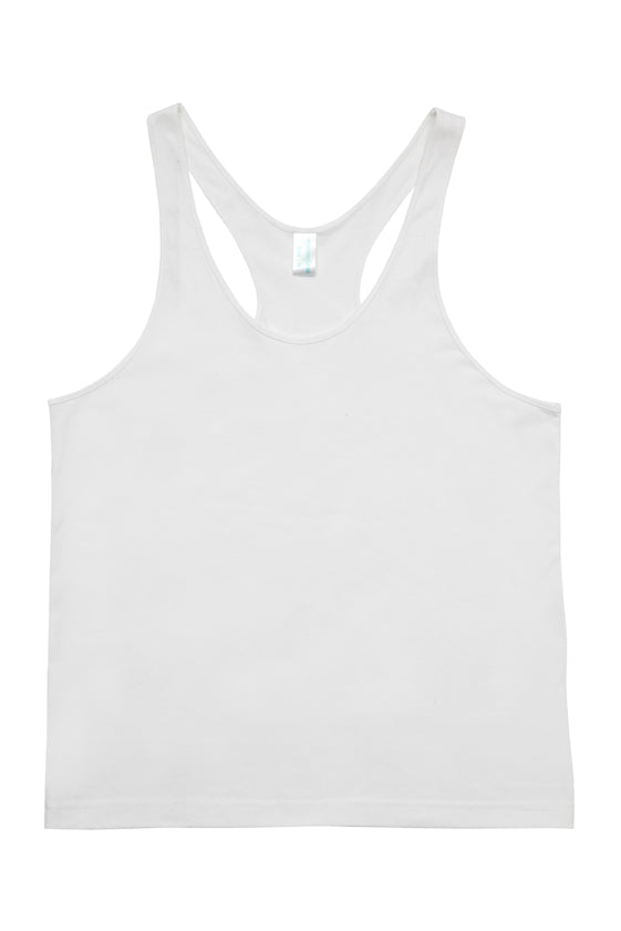 Men T-back Singlet - White - Front