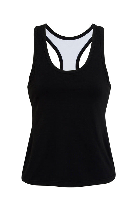 Womens Self Brassiere Singlet - Black - Front