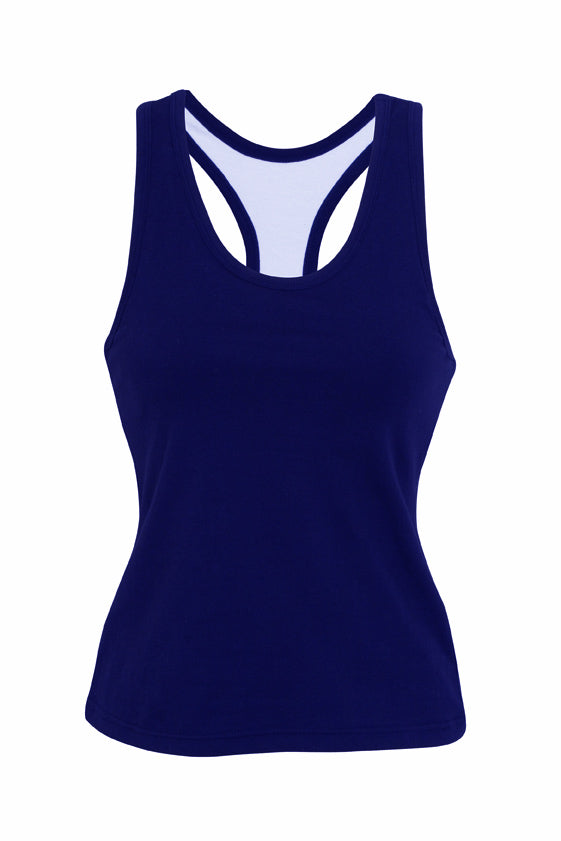 Womens Self Brassiere Singlet - Navy Blue - Front