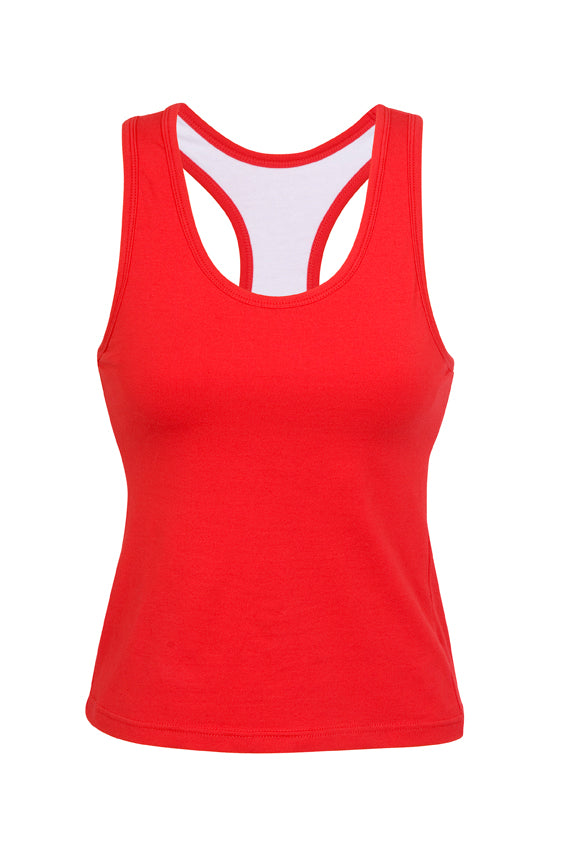 Womens Self Brassiere Singlet - Red - Front