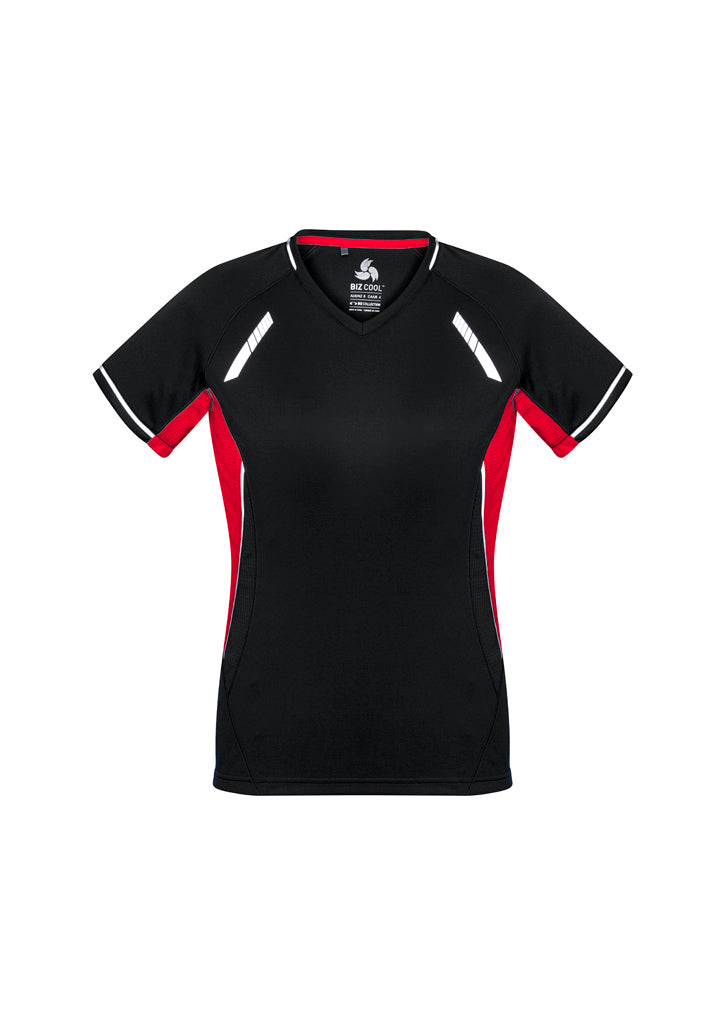 Renegade Womens Short Sleeve Tee - Black/Red/Silver - Front