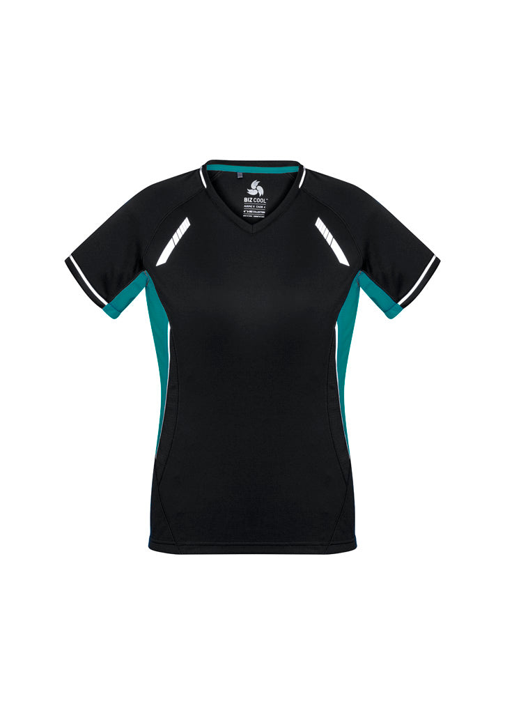 Renegade Womens Short Sleeve Tee - Black/Teal/Silver - Front