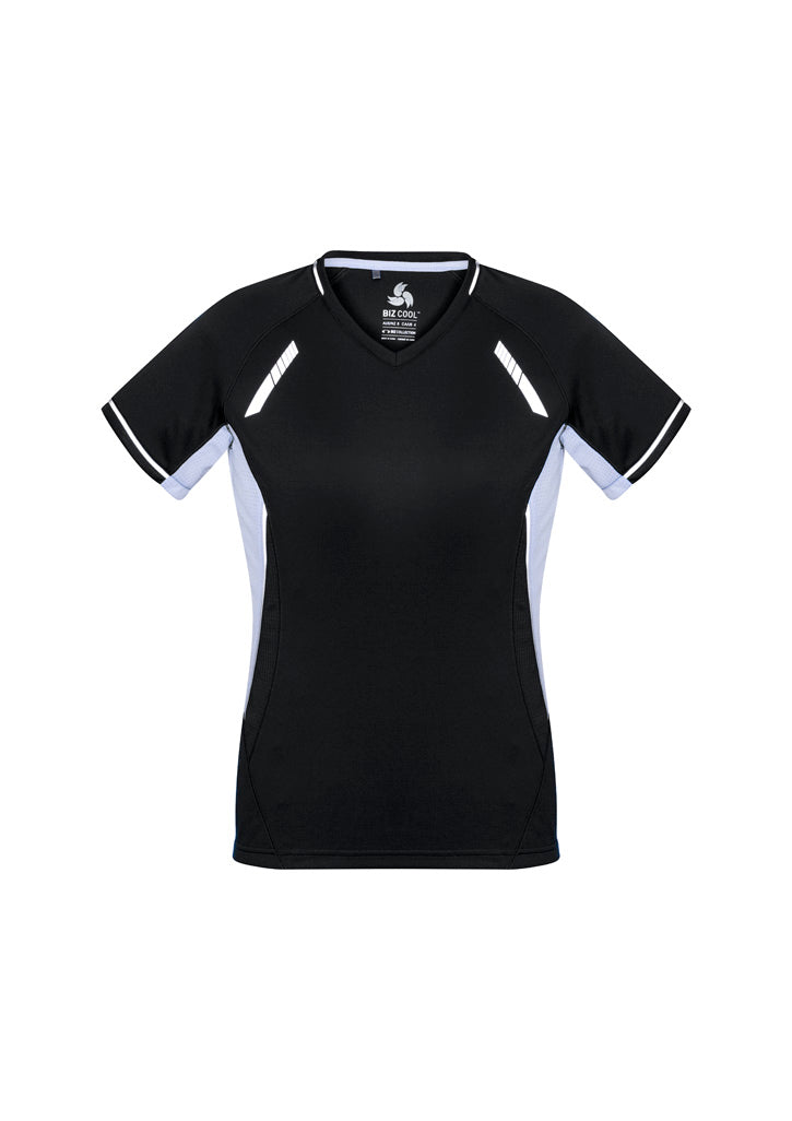 Renegade Womens Short Sleeve Tee - Black/White/Silver - Front
