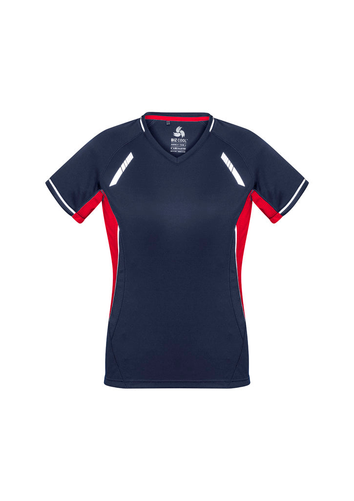 Renegade Womens Short Sleeve Tee - Navy/Red/Silver - Front
