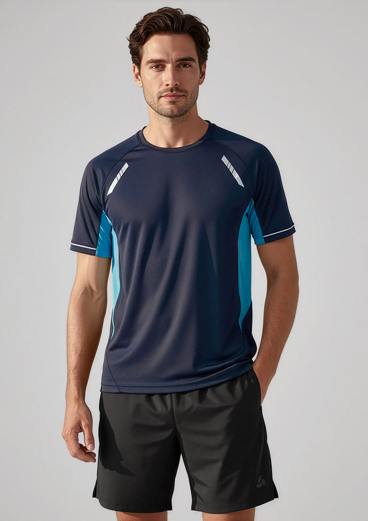 Renegade Mens Short Sleeve Tee - Navy/Sky/Silver - Model