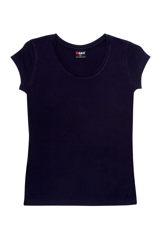 Women's Jersey Scoop  Neck T-shirt - Navy Blue - Front