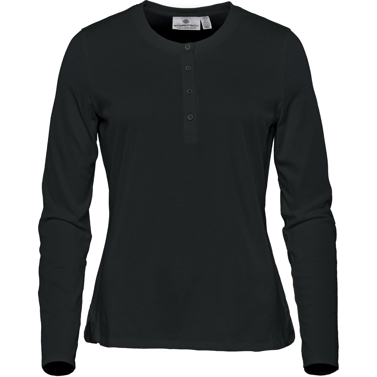Women's Torcello L/S Henley - Black - Front