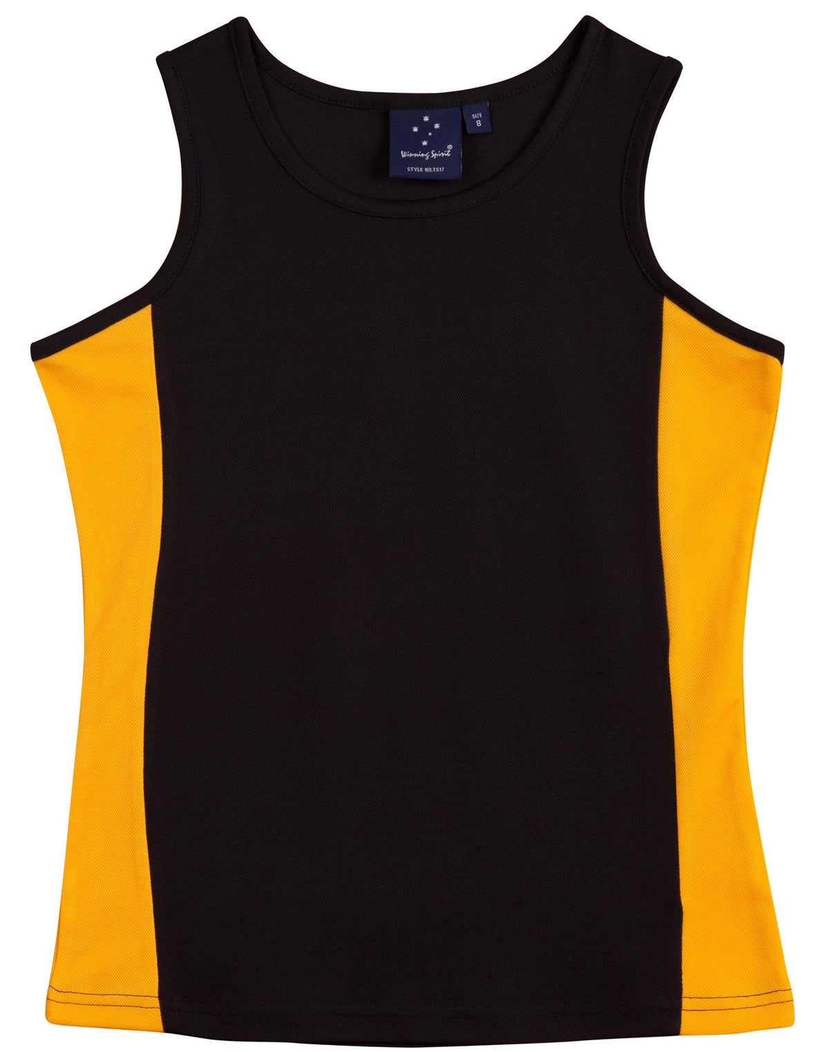 Teammate Singlet Ladies' - Black/Gold - Front