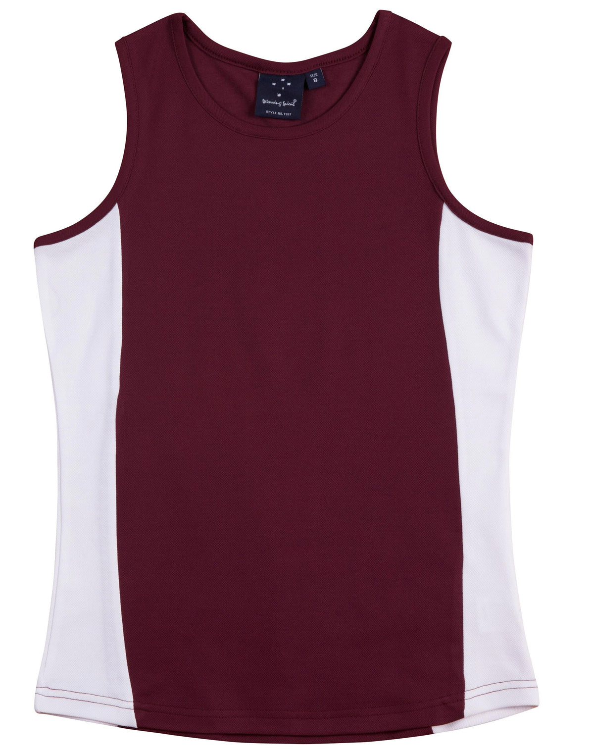 Teammate Singlet Ladies' - Maroon/White - Front