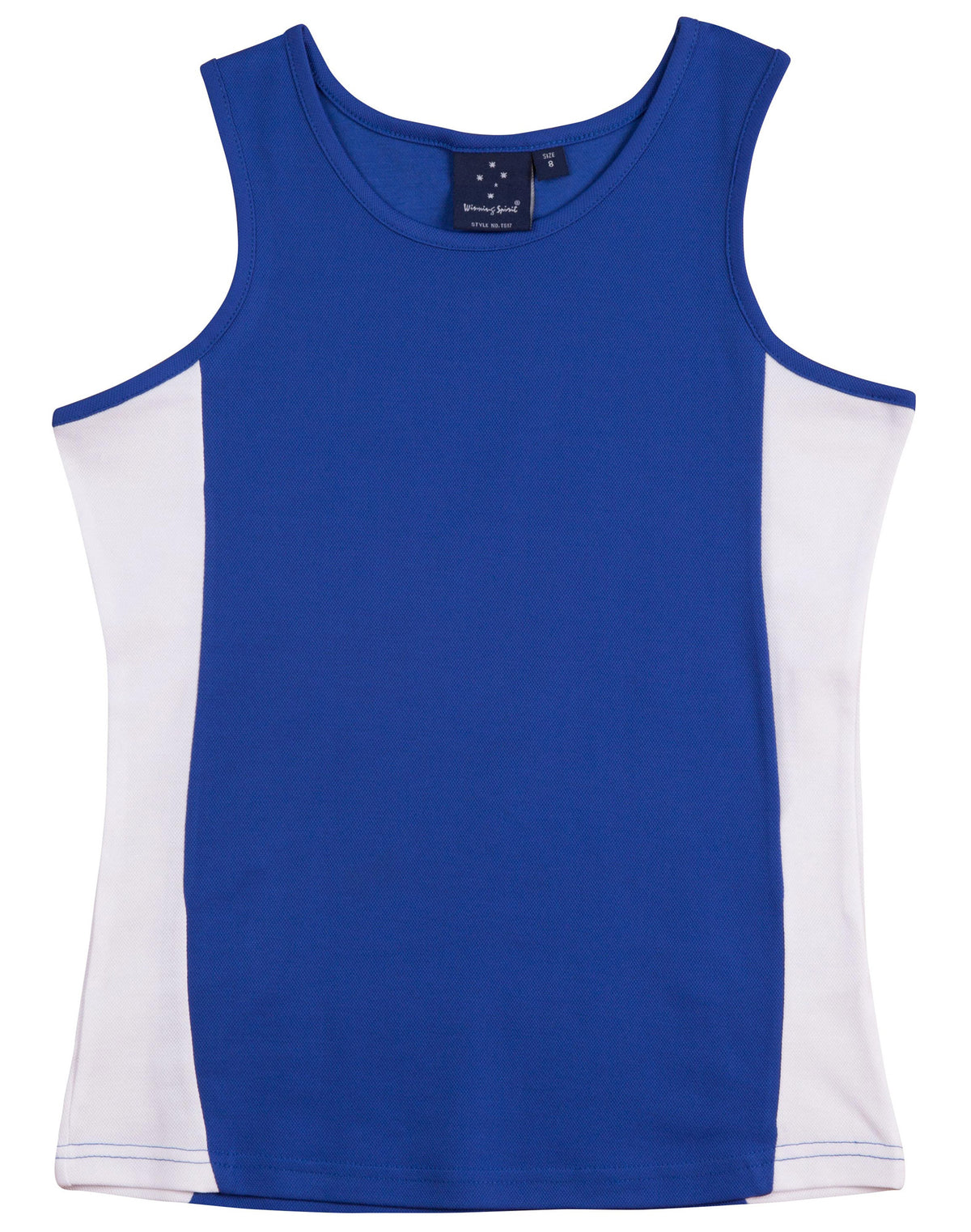 Teammate Singlet Ladies' - Royal/White - Front